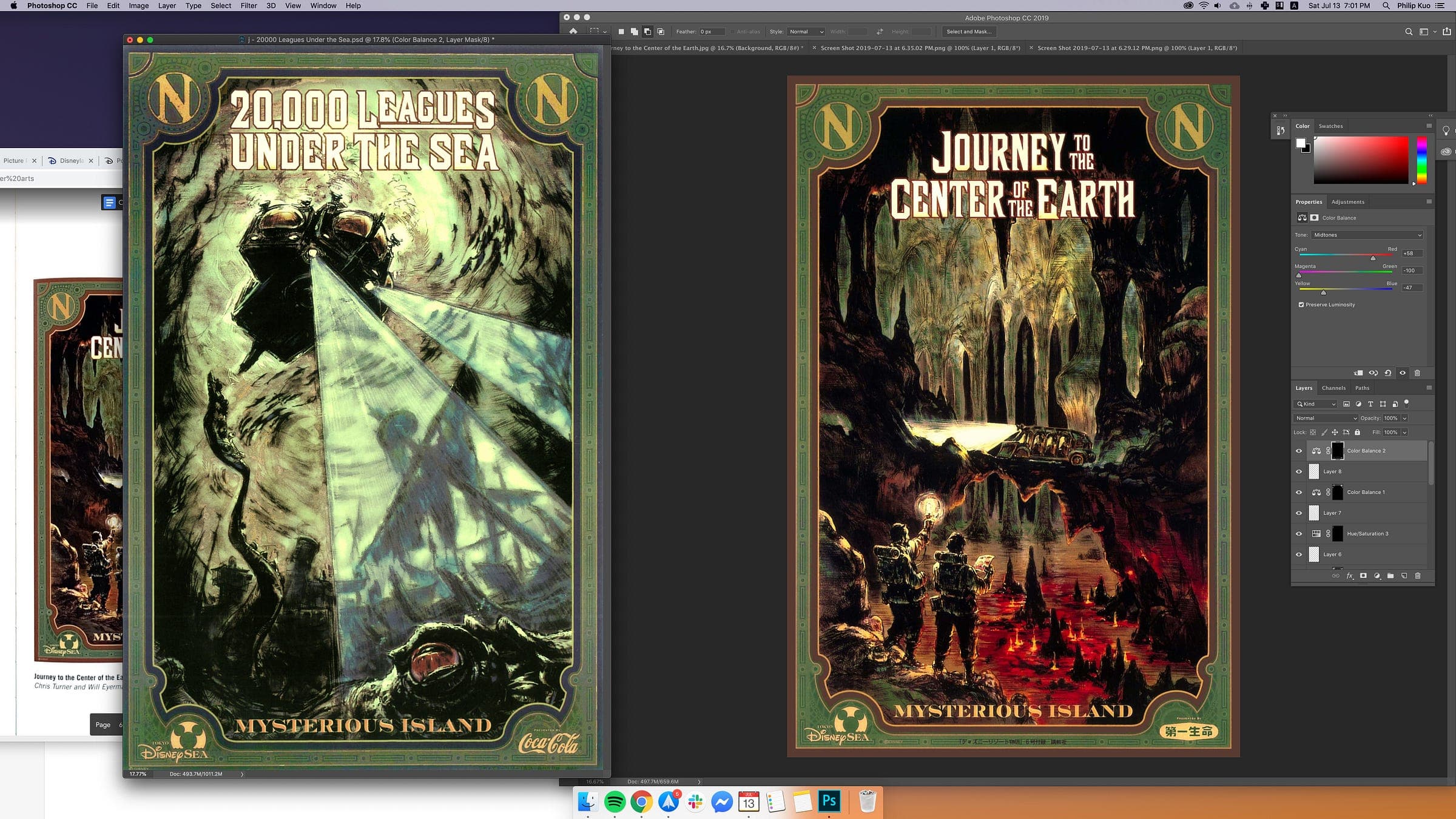 Two posters side by side during color matching