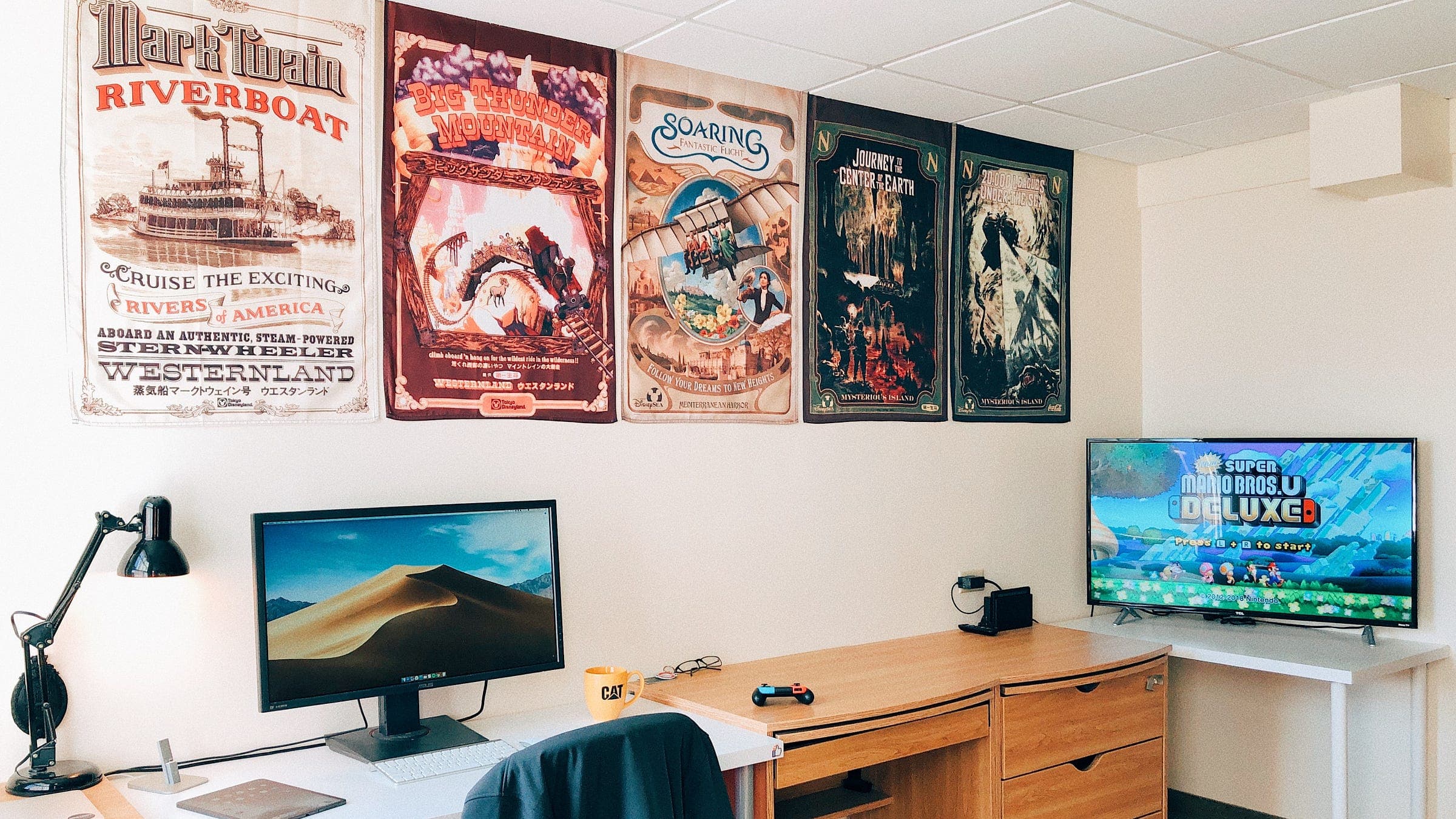 Attraction posters on the ceiling
